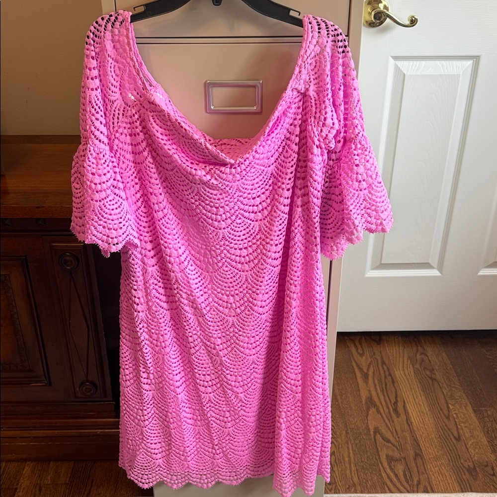 Lilly Pulitzer Pink Fabric off the shoulder dress